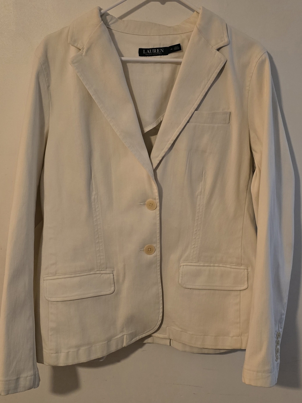 Ralph Lauren Cream Tailored Cotton Blazer